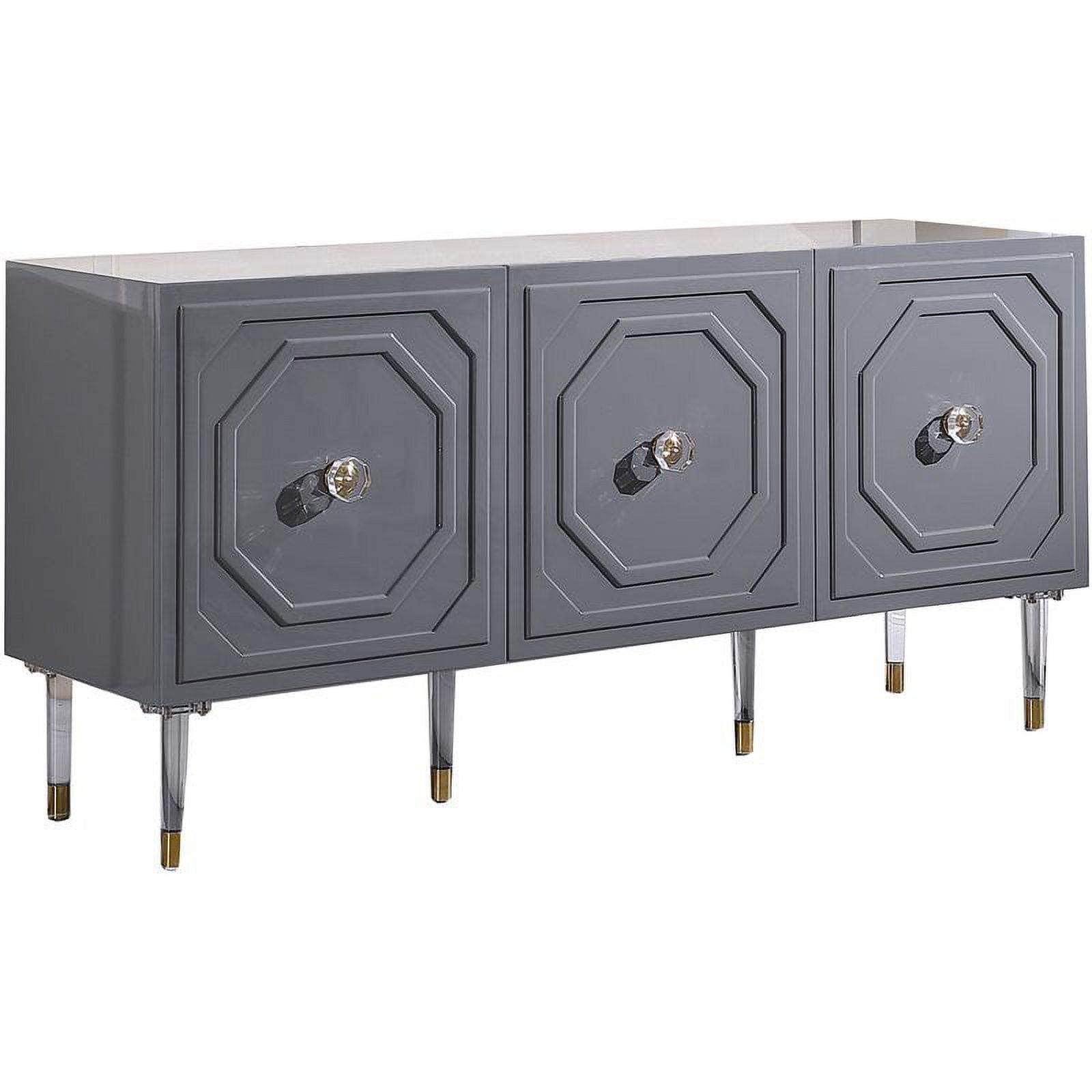 Jadran 65" Gray Modern Wood Sideboard with Gold Accents