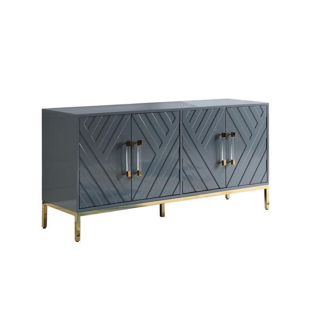 Modern Gloss Gray 64'' Wood Sideboard with Gold Plated Legs