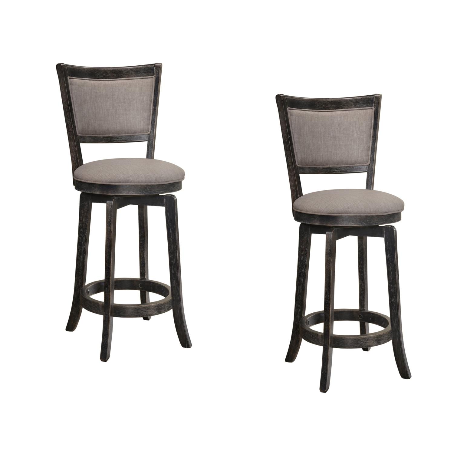 Maria 29" Gray Swivel Wood Bar Stools, Set of 2