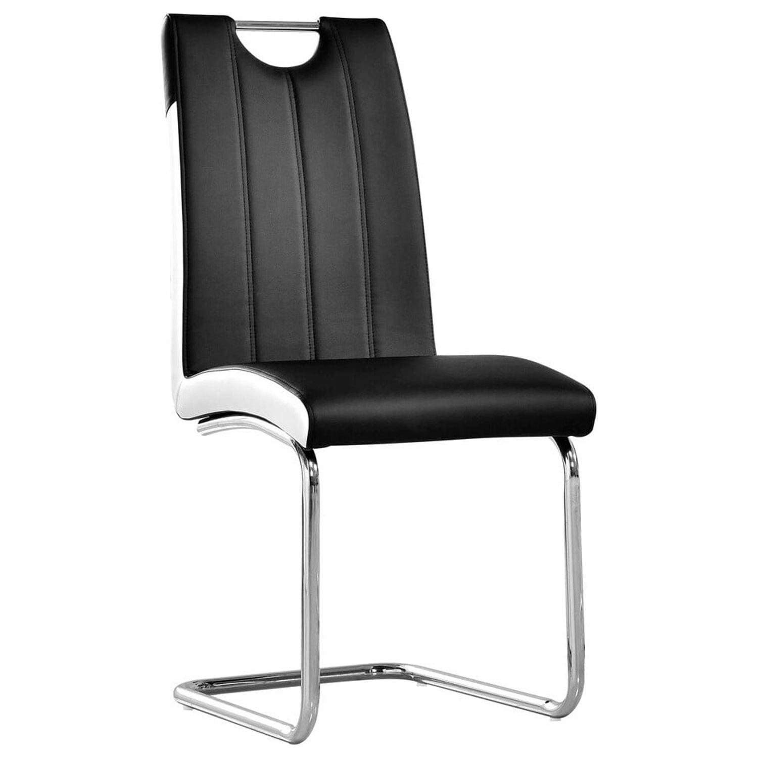 Black Faux Leather Upholstered Side Chair with Chrome Legs