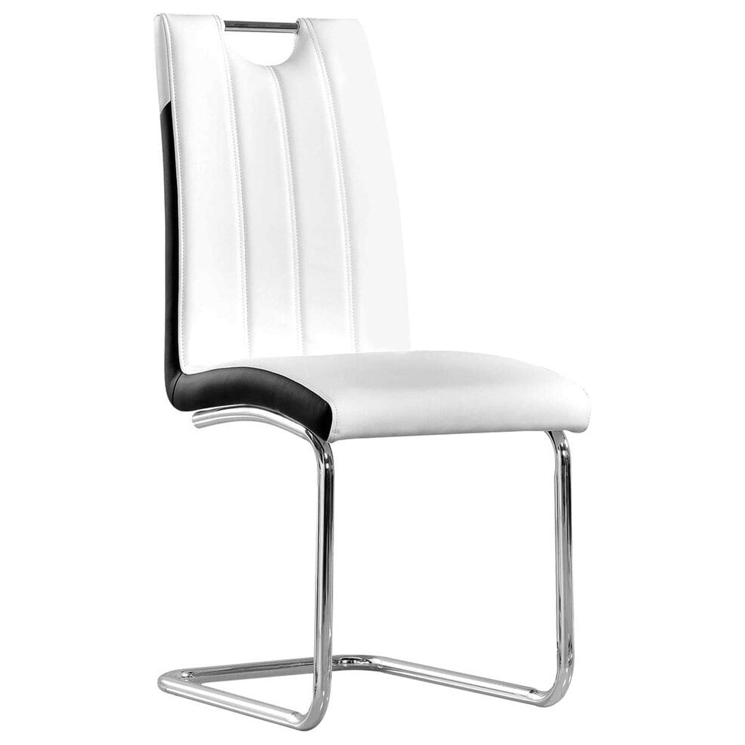 White Faux Leather Upholstered Side Chair with Chrome Base