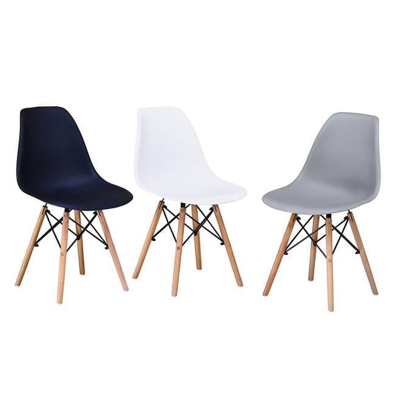 Contemporary Gray Beech Wood and Plastic Side Chair Set of 4