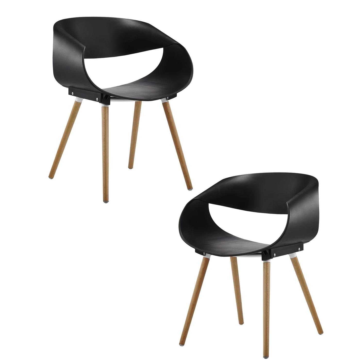 Elegant Mid-Century Black Plastic Side Chairs, Set of 2