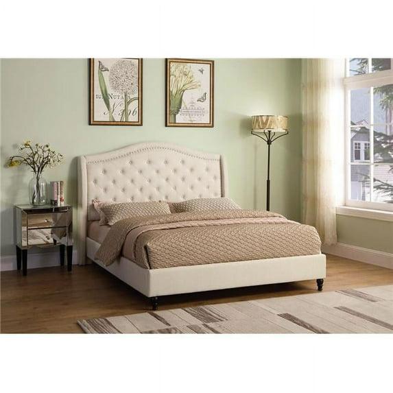 Best Master Furniture  Myrick Upholstered Tufted Platform King Bed, Beige