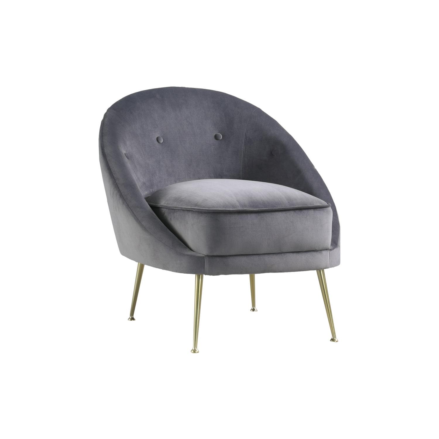 Olivia Gray Velvet Accent Chair with Gold Legs