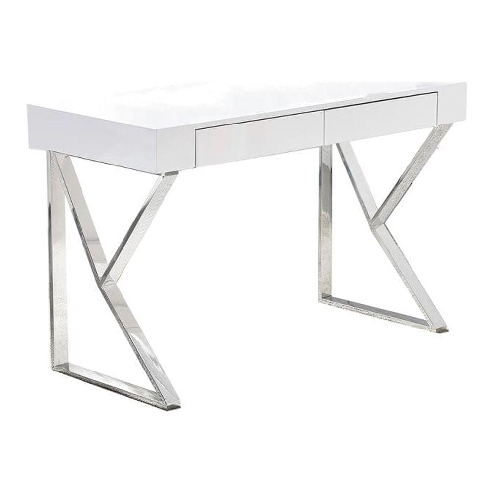 White Wood Computer Desk with Drawer, 47"