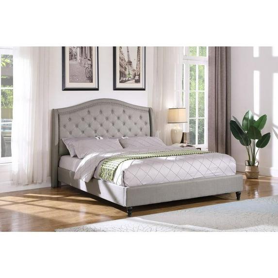 Best Master Furniture Queen Tufted Upholstered Panel/Platform Bed, Grey