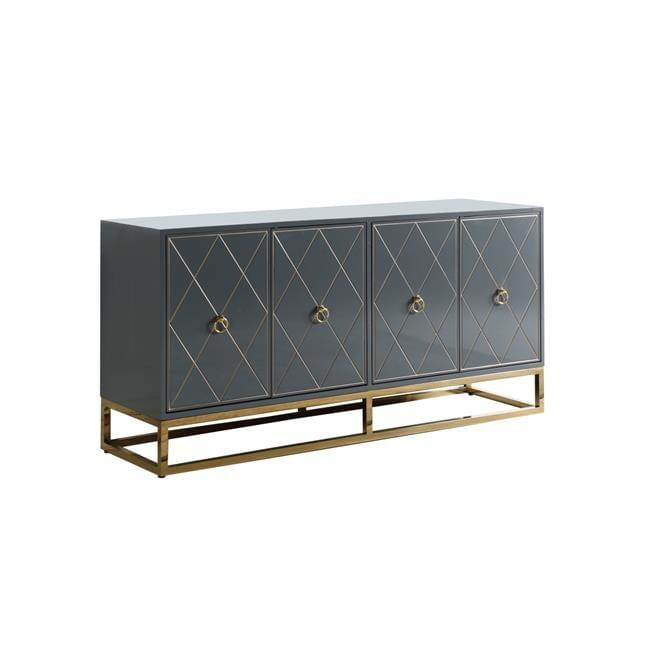 Gray and Gold 64" Modern Sideboard with Lacquer Finish