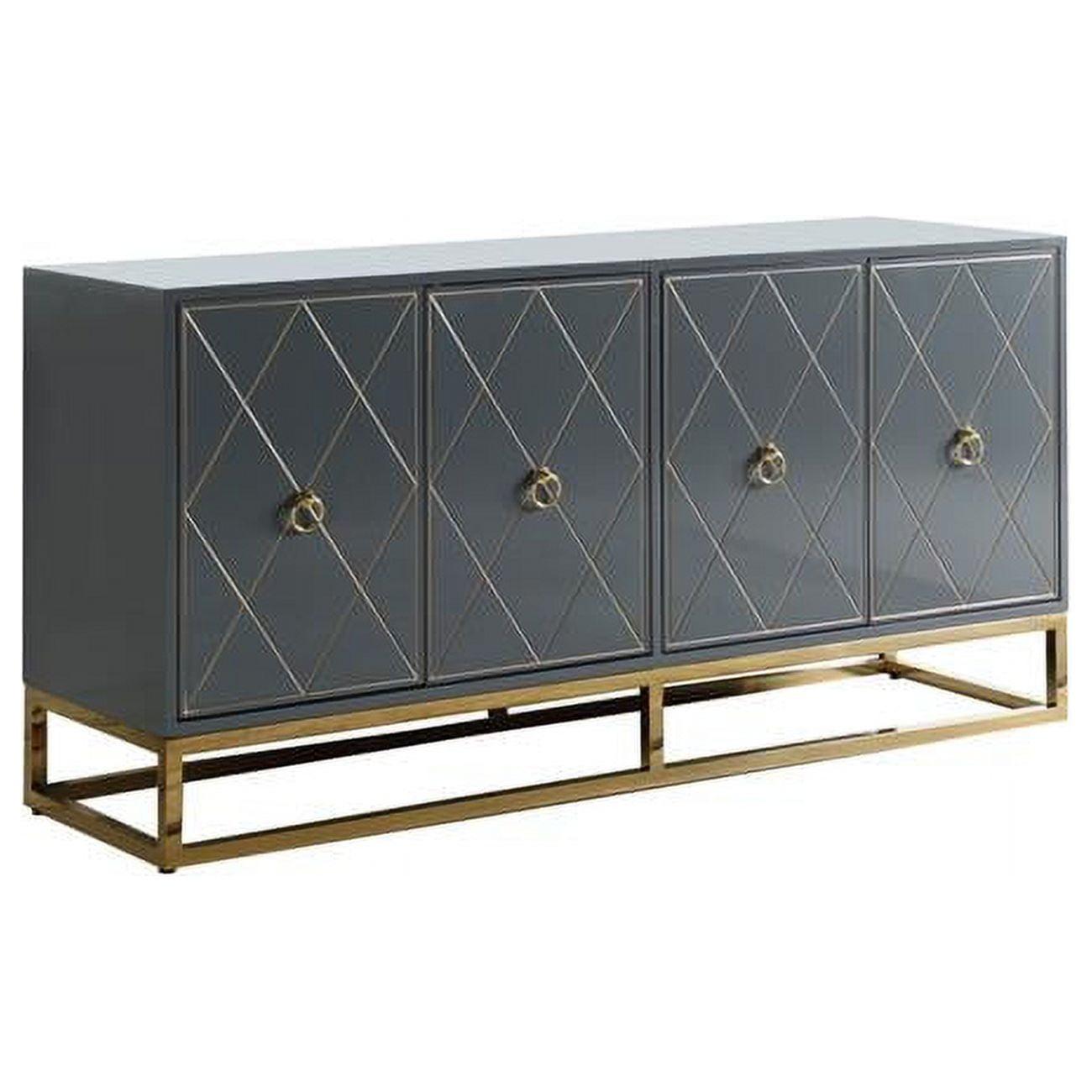 Best Master Furniture Senior 64" Transitional Wood Sideboard in Gray/Gold Plated