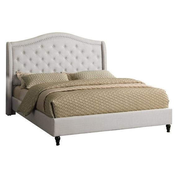 Best Master Furniture  Myrick Upholstered Tufted Platform King Bed, Beige