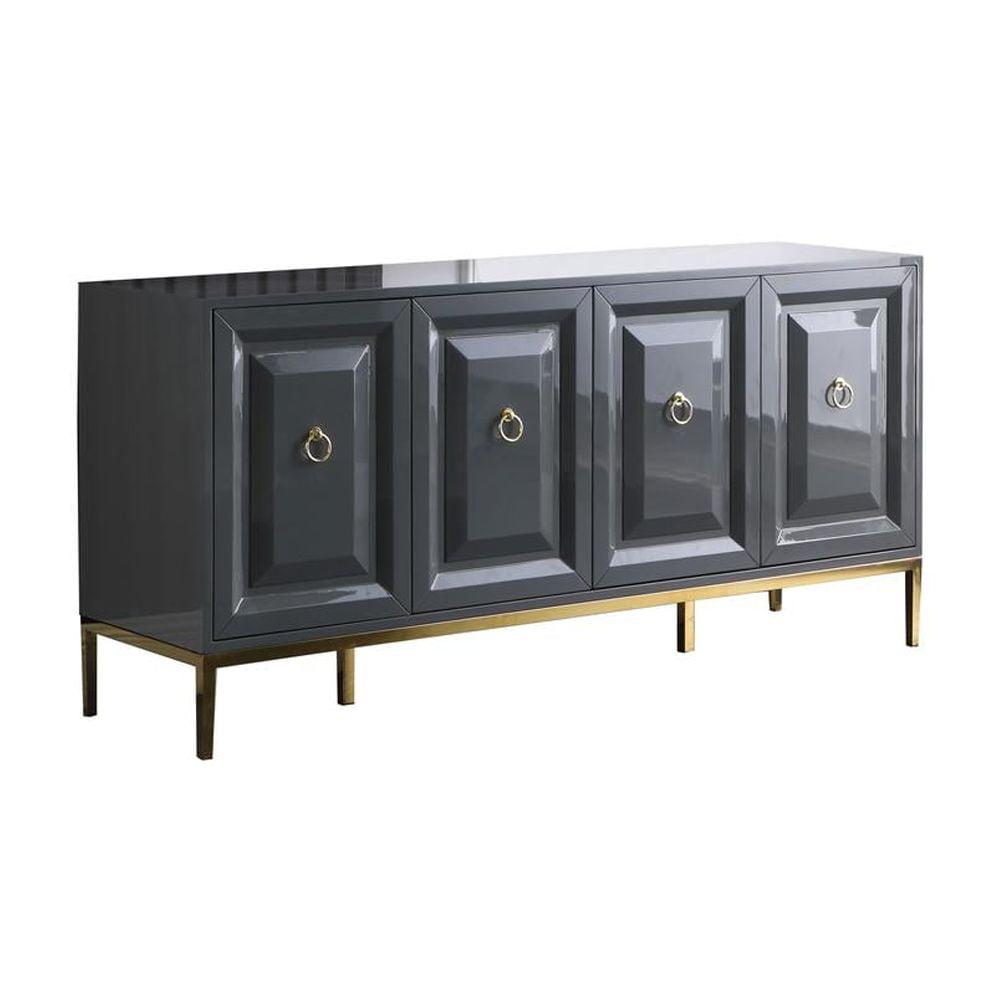 Best Master Furniture Sujay 65" Modern Wood Sideboard with Gold Accents in Gray