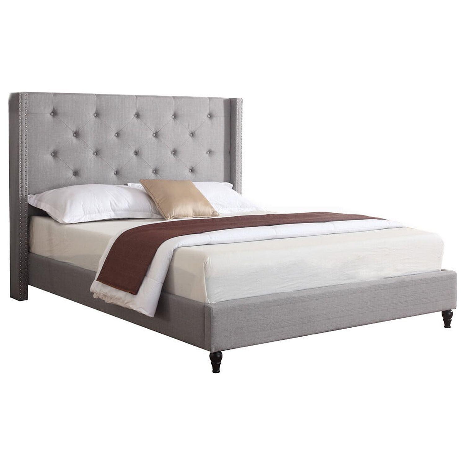 Best Master Furniture Veronica Tufted Wingback Platform Bed Grey, King