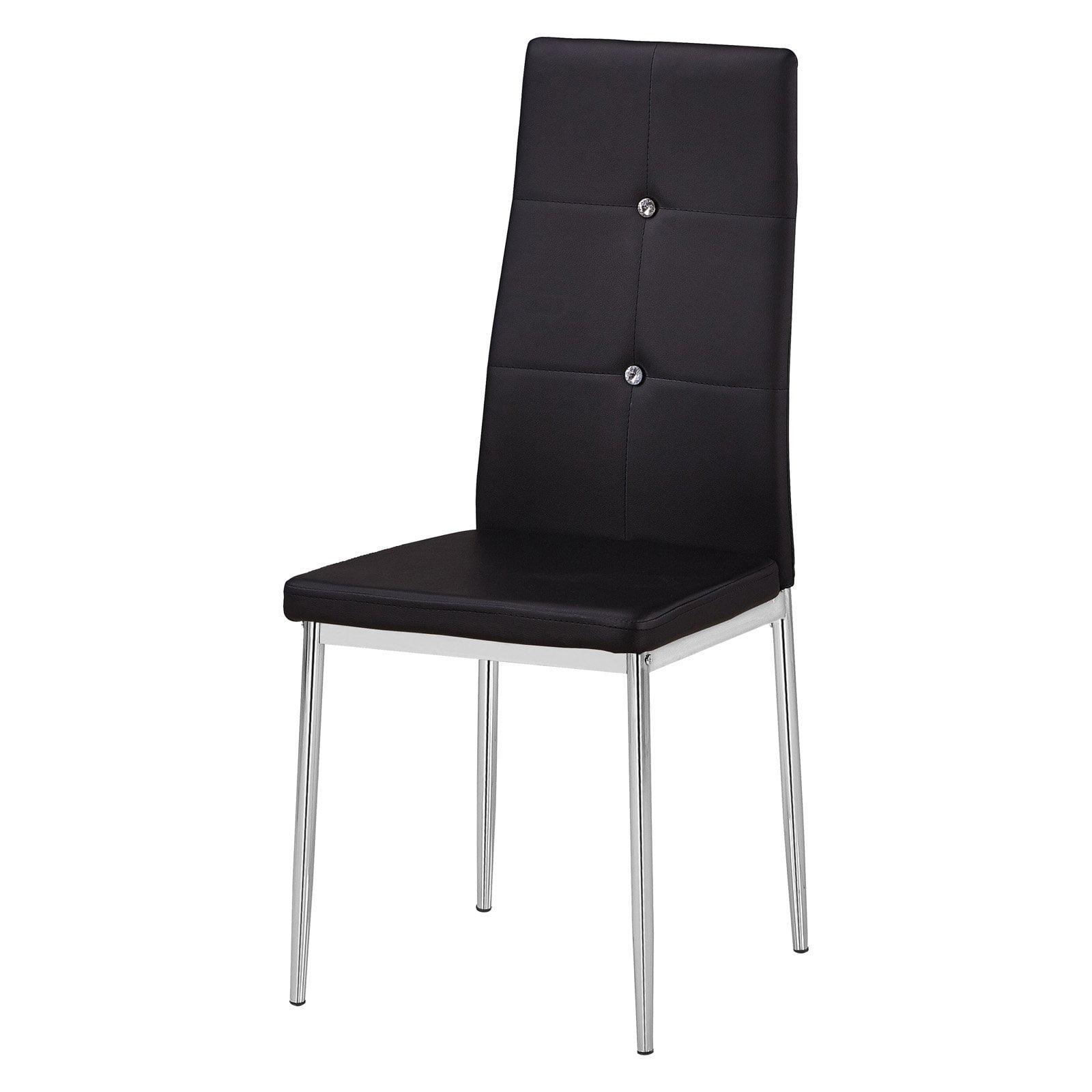 Black Faux Leather and Chrome Parsons Side Chair Set