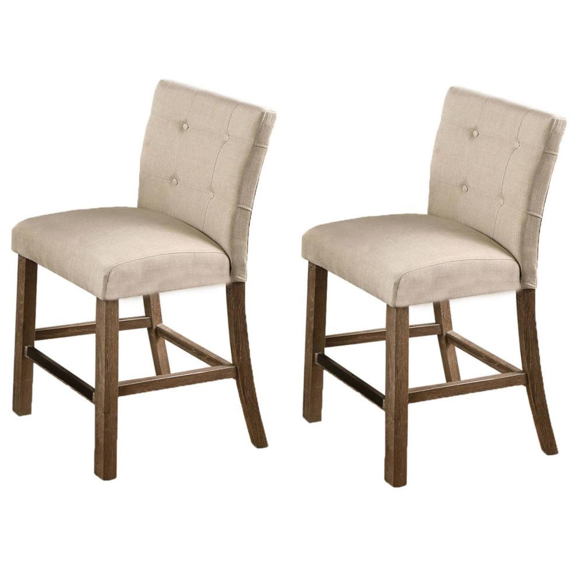 Hadley Light Gray and Beige Solid Wood Counter Height Chairs, Set of 2