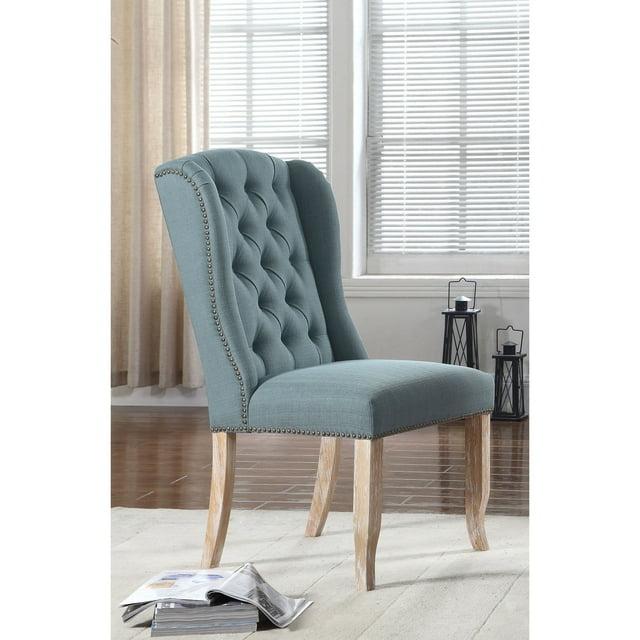 Best Master Huntington Tufted Back Fabric Dining Side Chair- Sea Blue (Set of 2)