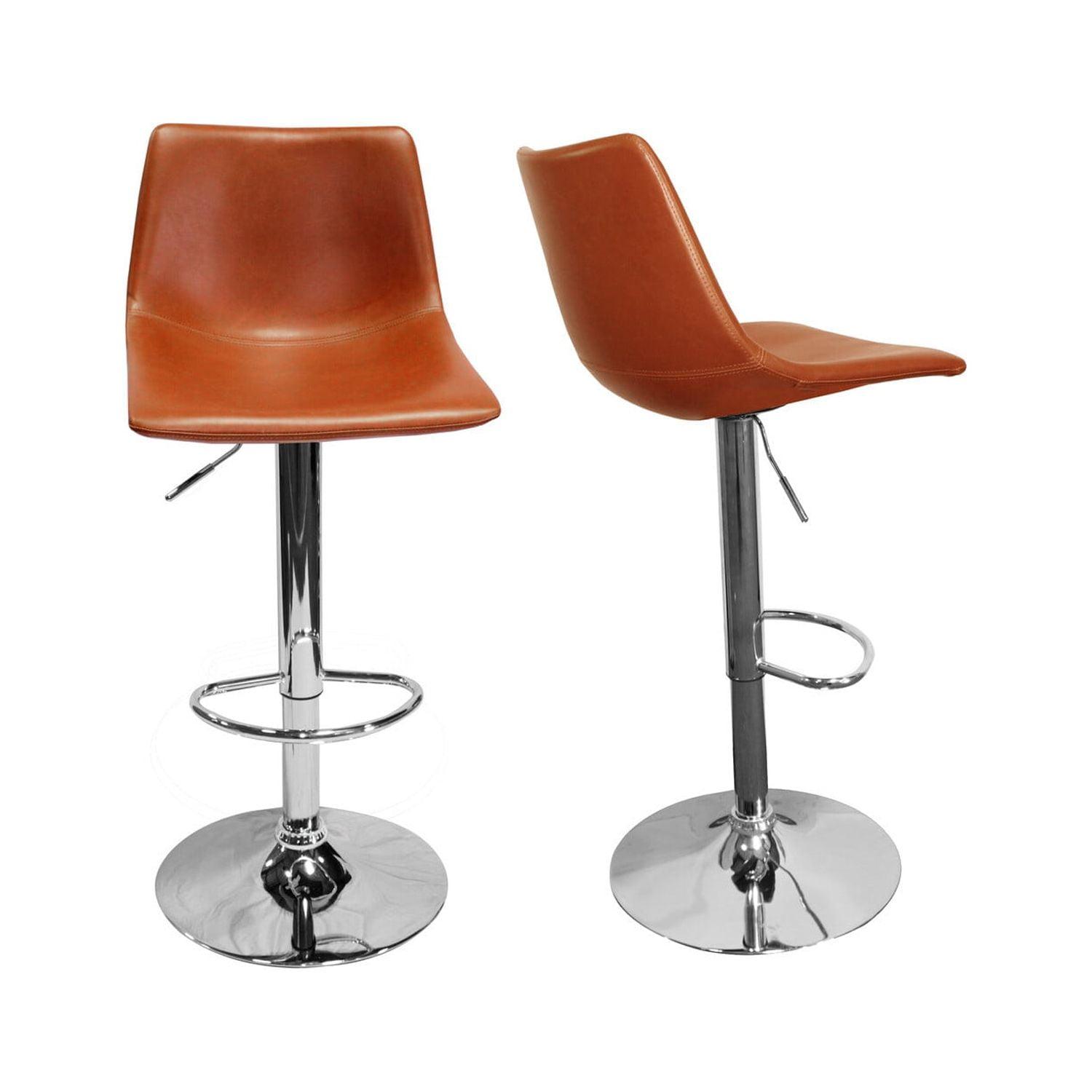 Vintage Tan Faux Leather Adjustable Swivel Bar Stool (Set of 2)