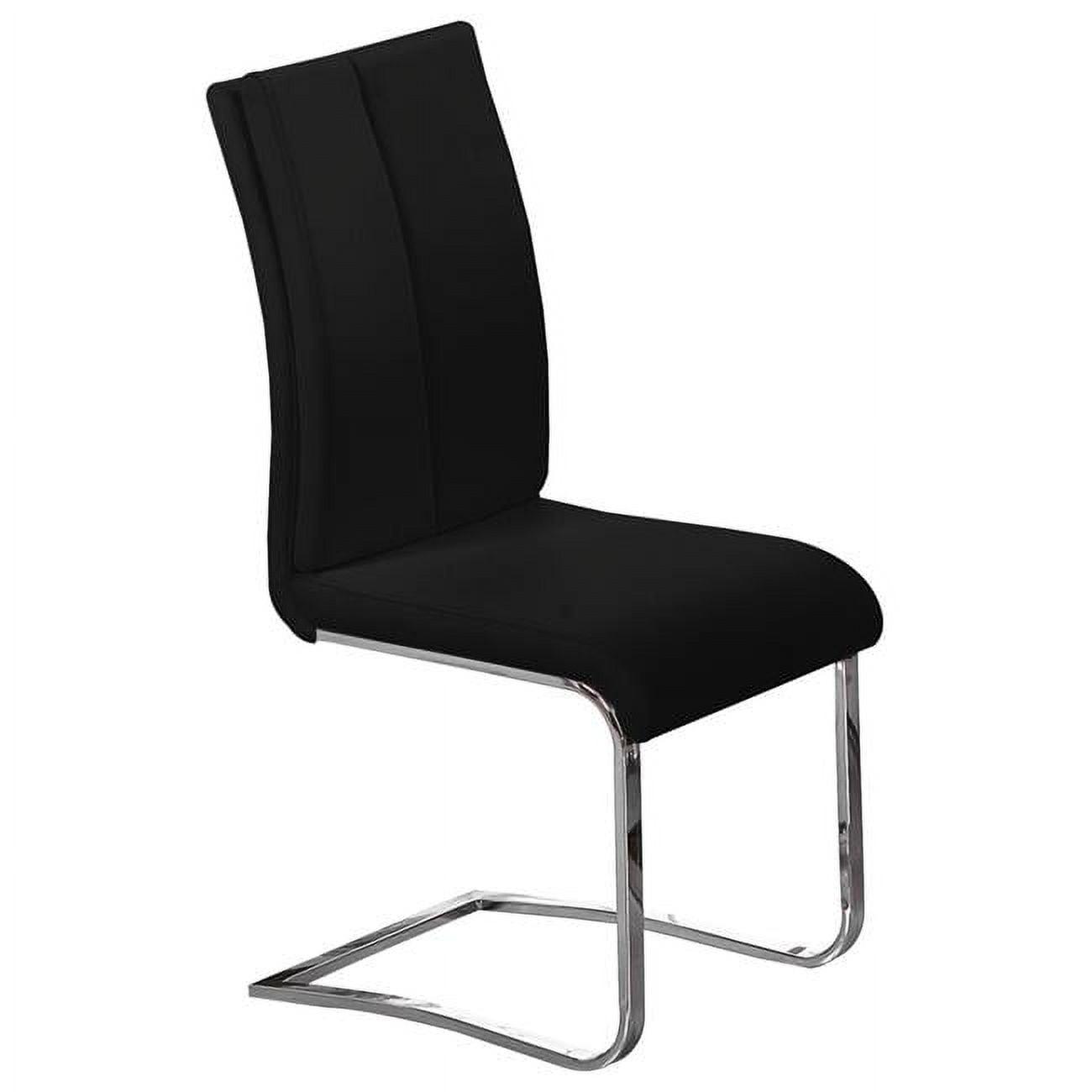High Black Faux Leather Upholstered Metal Side Chair