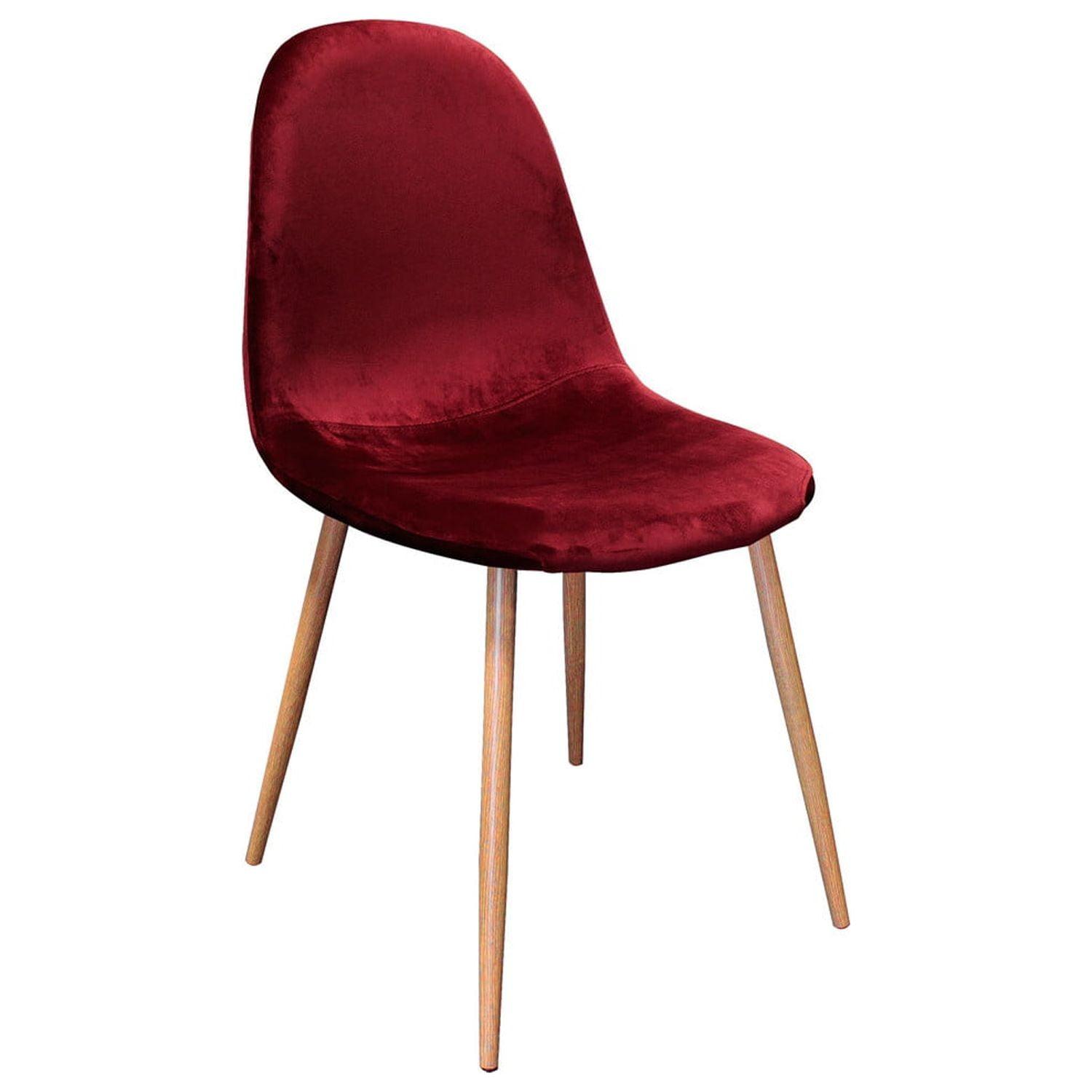 Bordeaux Velvet Upholstered Dining Side Chair Set with Wood Legs