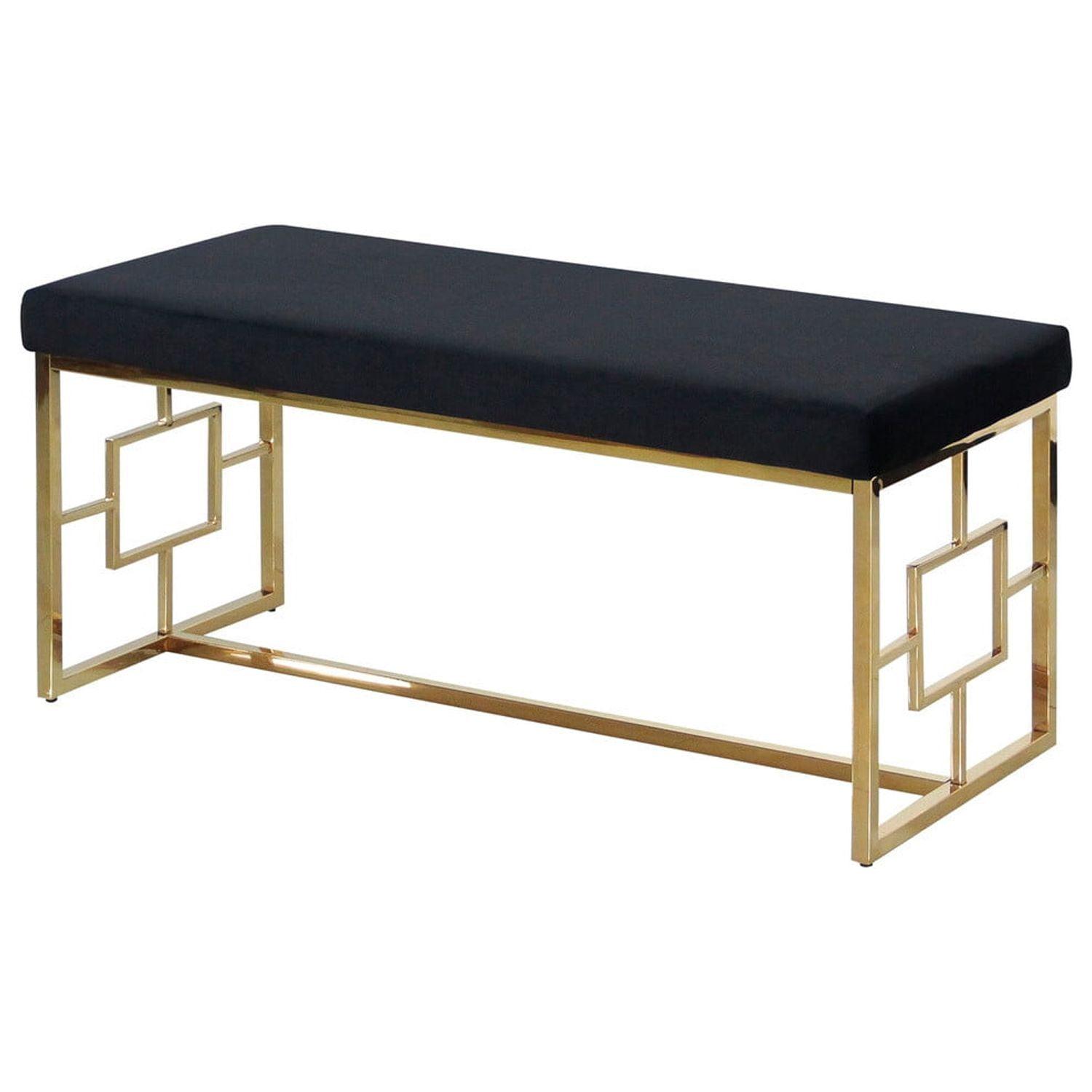 Best Master Velvet and Stainless Steel Bench in Black and Gold