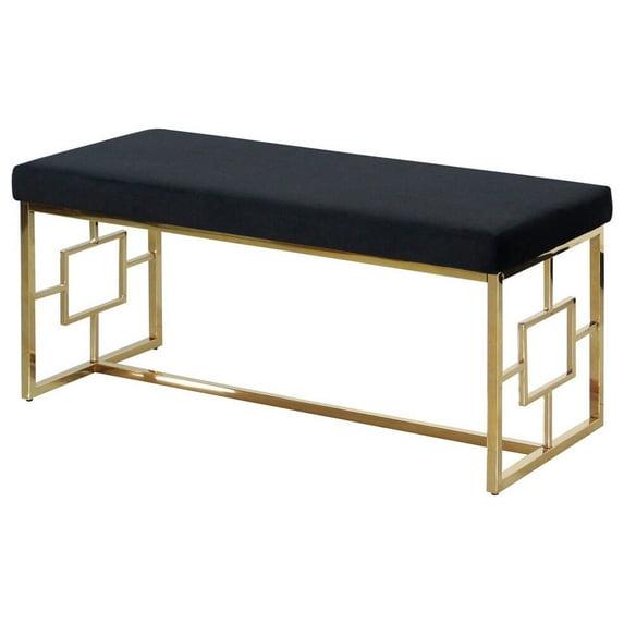 Best Master Velvet and Stainless Steel Bench in Black and Gold