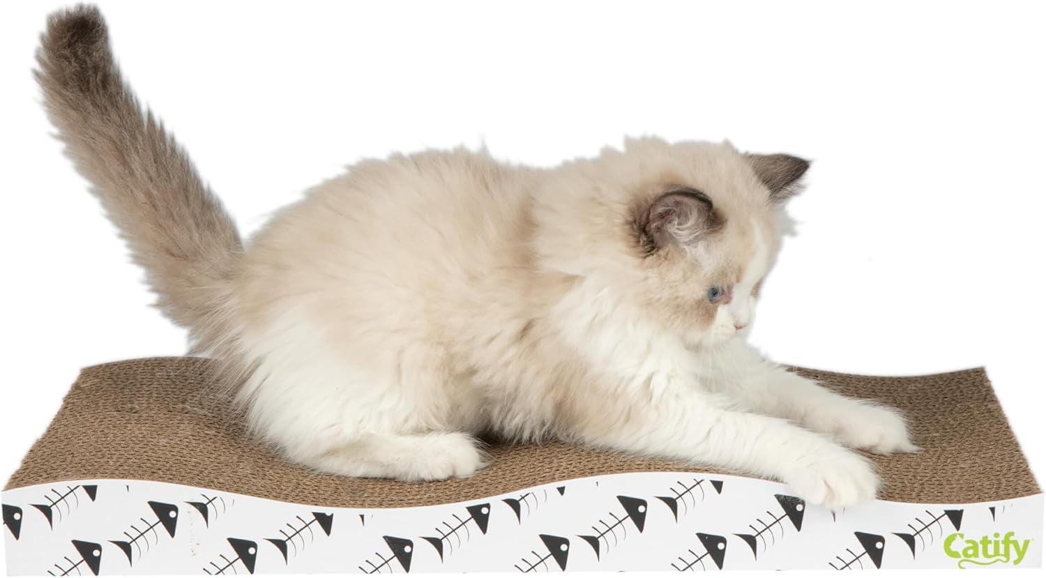 Best Pet Supplies Corrugated Reversible Cardboard Cat Scratcher, Lounger, and Fun Interactive Scratching Boards, Claw Safe, Durable, Natural Recycled Materials, Supports Active Play