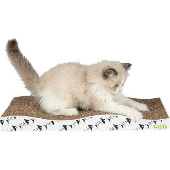 Best Pet Supplies Corrugated Reversible Cardboard Cat Scratcher, Lounger, and Fun Interactive Scratching Boards, Claw Safe, Durable, Natural Recycled Materials, Supports Active Play