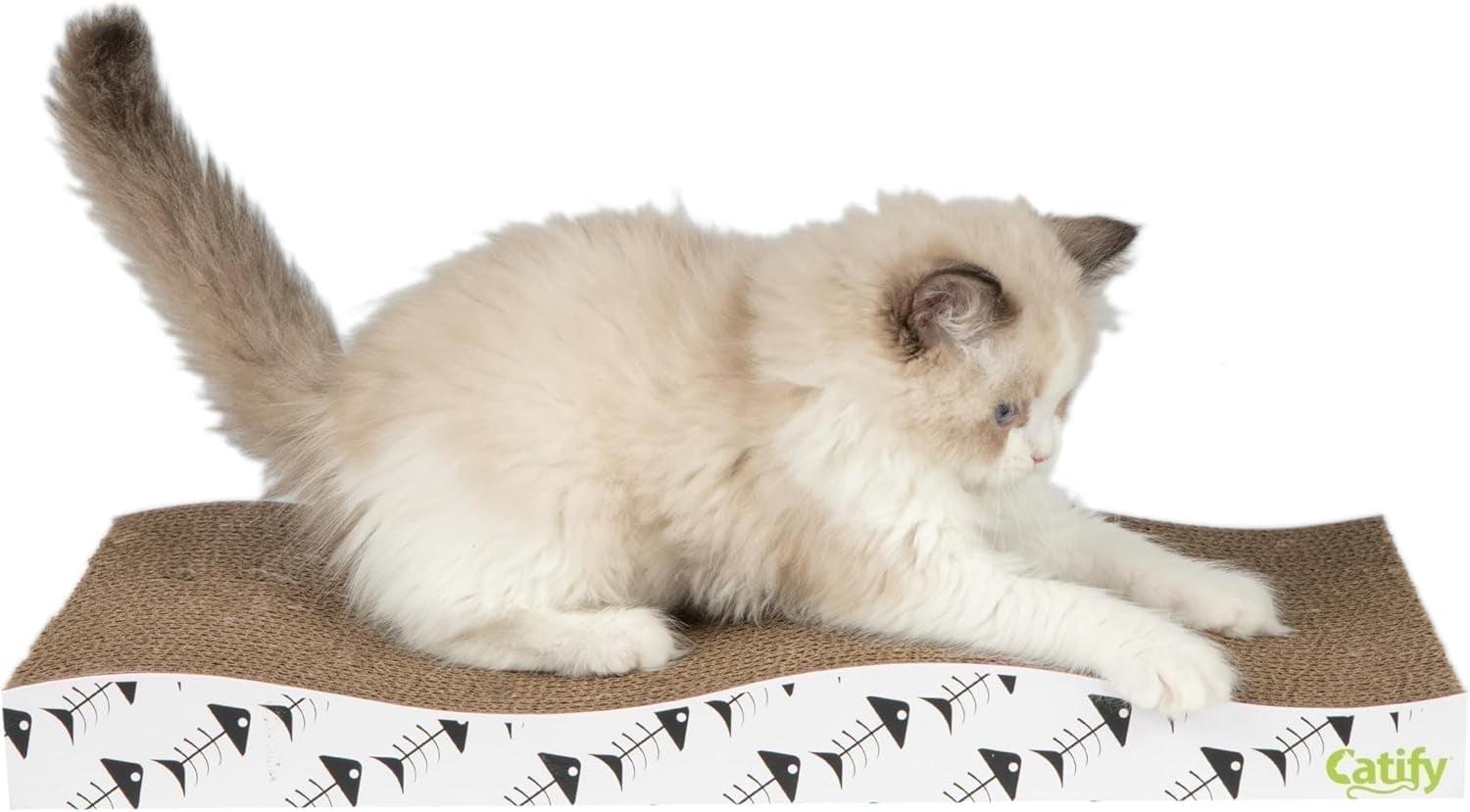 Best Pet Supplies Corrugated Reversible Cardboard Cat Scratcher, Lounger, and Fun Interactive Scratching Boards, Claw Safe, Durable, Natural Recycled Materials, Supports Active Play