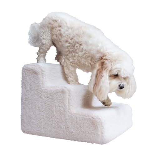 Lambswool 3-Step Foam Pet Stairs for Small Dogs and Cats