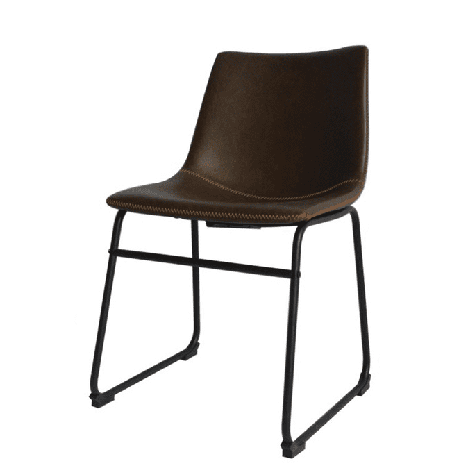 Minimal Coffee Faux Leather Side Chairs (Set of 2)