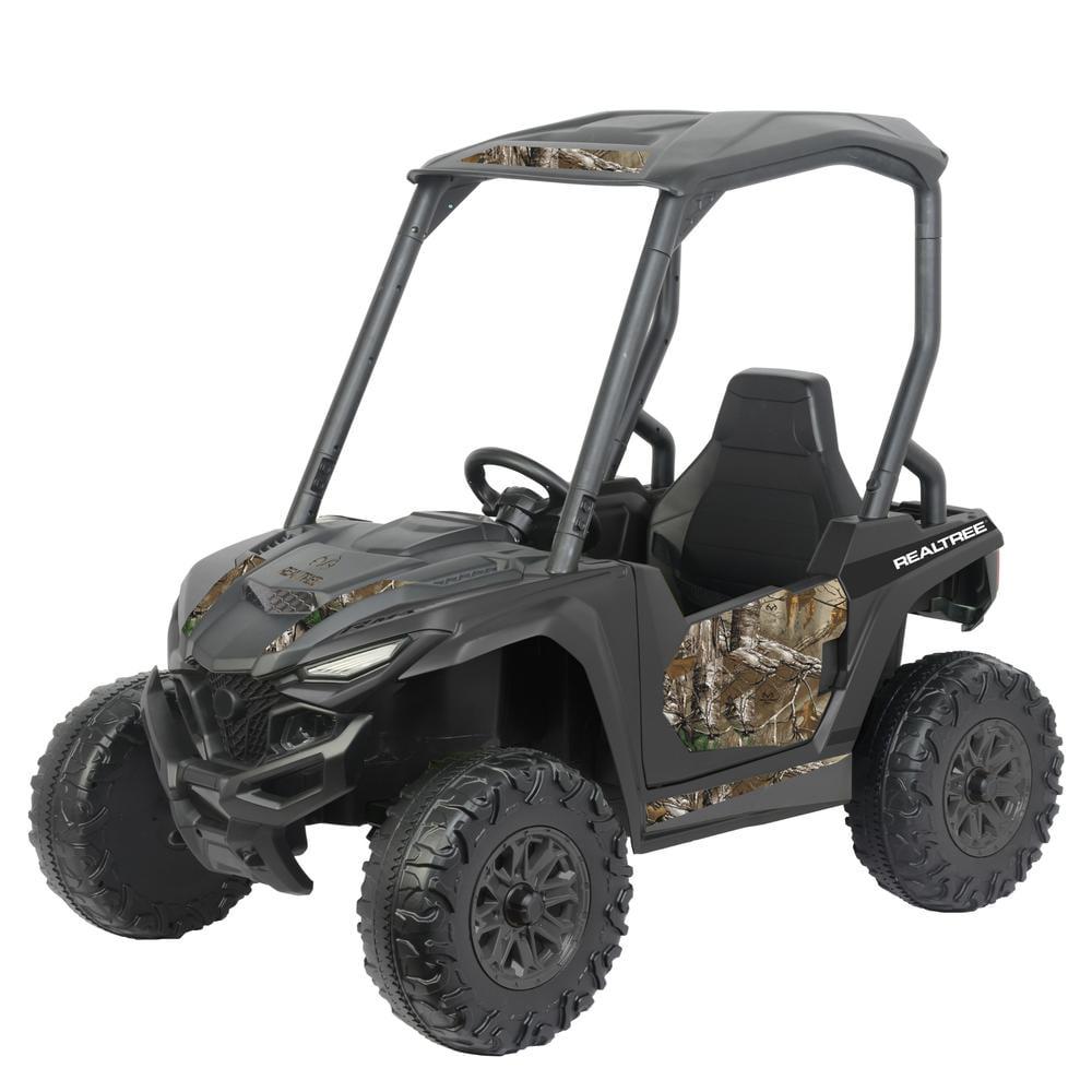 Black 12V Realtree UTV Ride-On Toy with Adjustable Seat