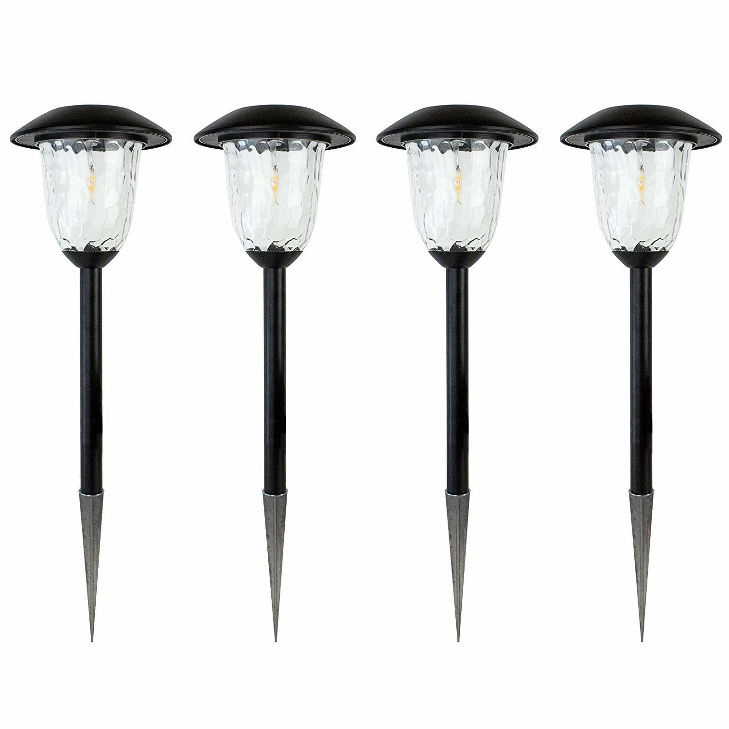 Black Stainless Steel Solar LED Pathway Light Pack, 4-Piece Set