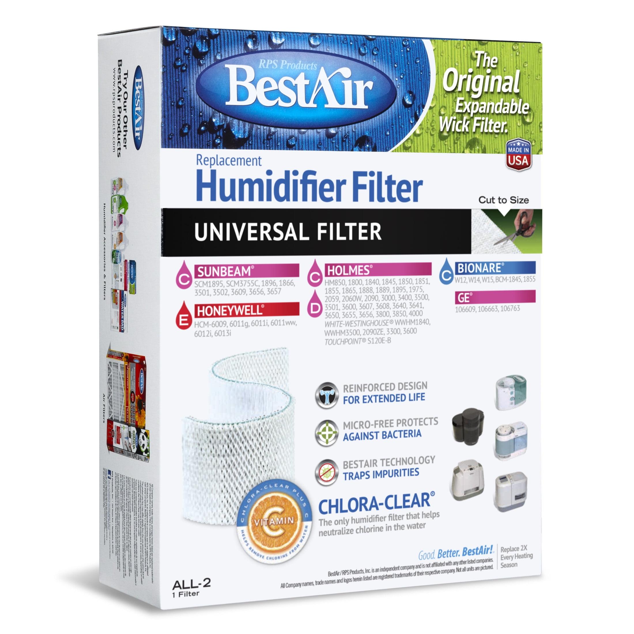 BestAir ALL-2 Extended Life Universal Humidifier Replacement Paper Wick For Holmes Humidifiers: Compatible Filter Pads