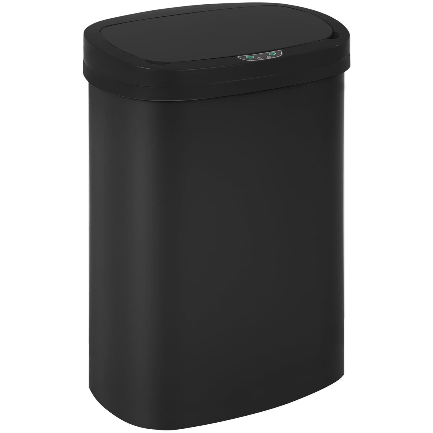 FDW Kitchen Trash Can with Lid, 13 Gallon Automatic Garbage Can for Bathroom Bedroom Home Office 50 Liter Touch Free Stainless Steel Waste Bin,Black