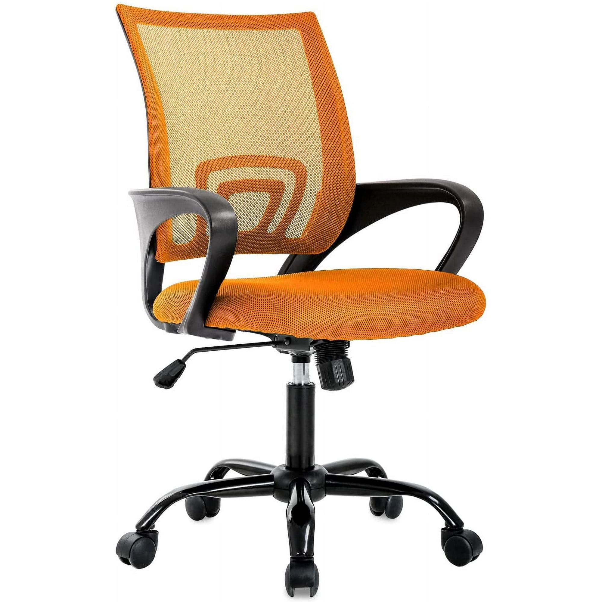 FDW Home Office Chair Mesh Computer Chair with Lumbar Support Armrest Adjustable Mid Back Task Chair for Women Adults, Orange
