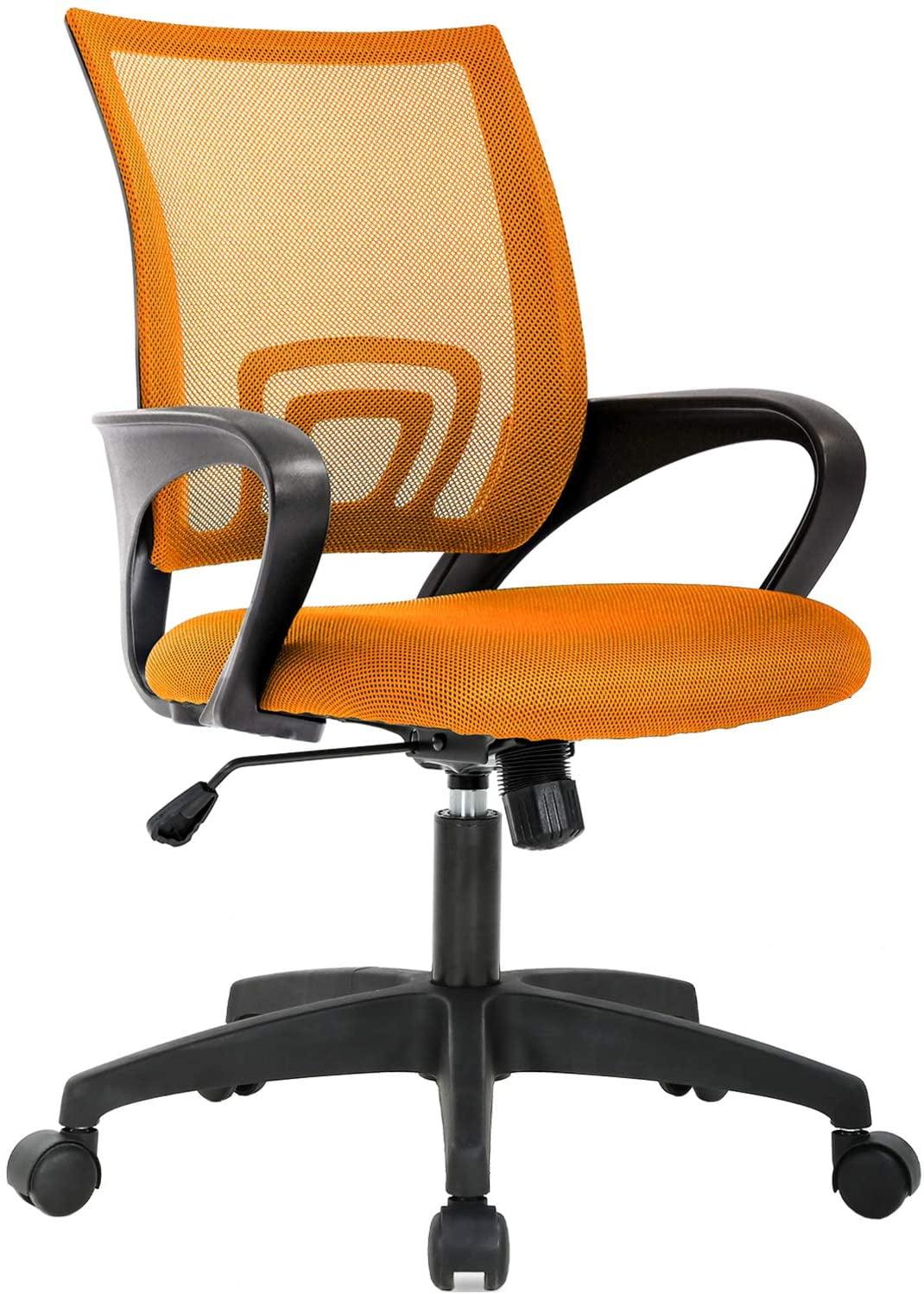 FDW Home Office Chair Mesh Computer Chair with Lumbar Support Armrest Adjustable Mid Back Task Chair for Women Adults, Orange