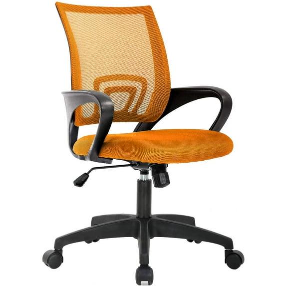 FDW Home Office Chair Mesh Computer Chair with Lumbar Support Armrest Adjustable Mid Back Task Chair for Women Adults, Orange