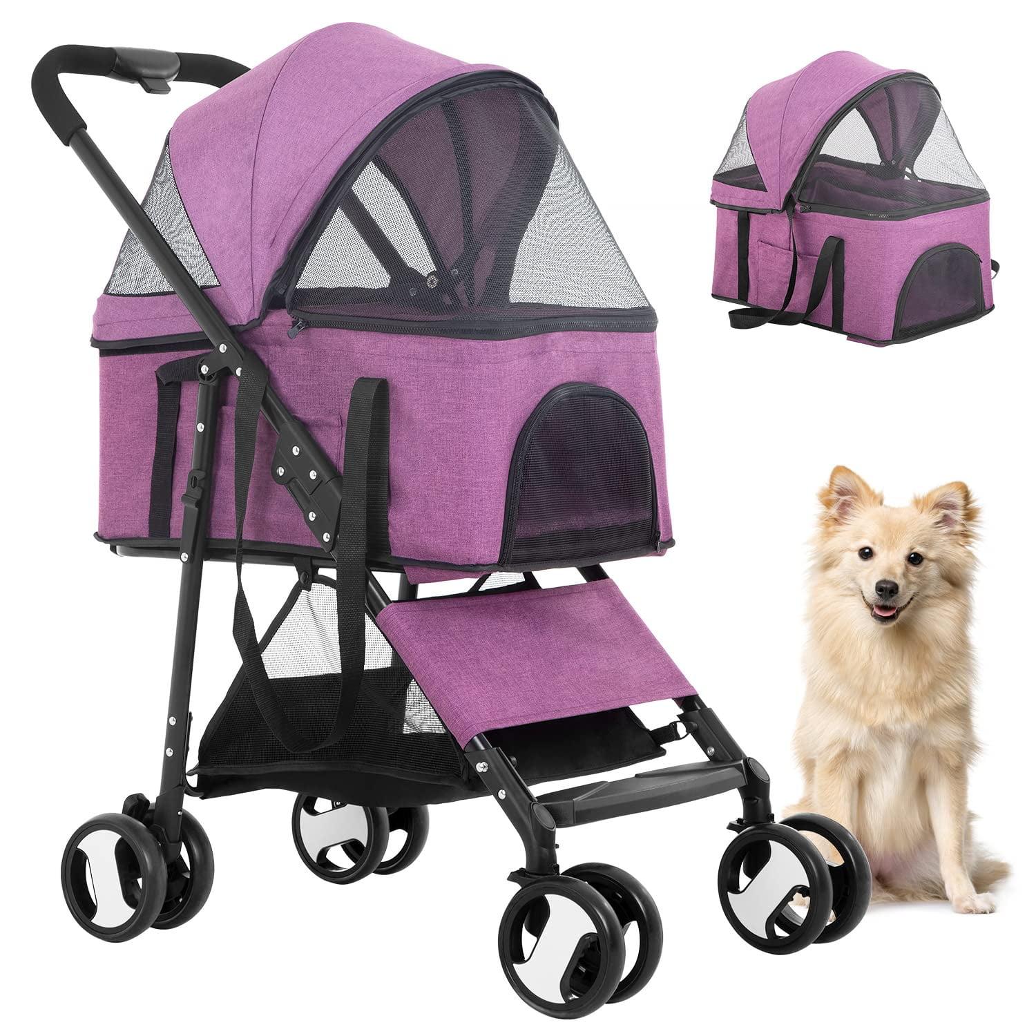 BestPet Foldable Pet Stroller with Detachable Carrier