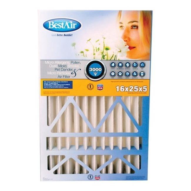 BestAir 3pk 16" x 25" x 4" Honeywell Replacement Air Furnace Filter MERV 13: 4 Inch Electrostatic, EPA Certified