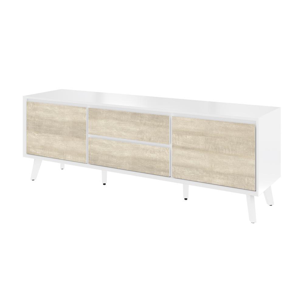 Adara Transitional 63'' White and Ash Gray TV Stand with Storage