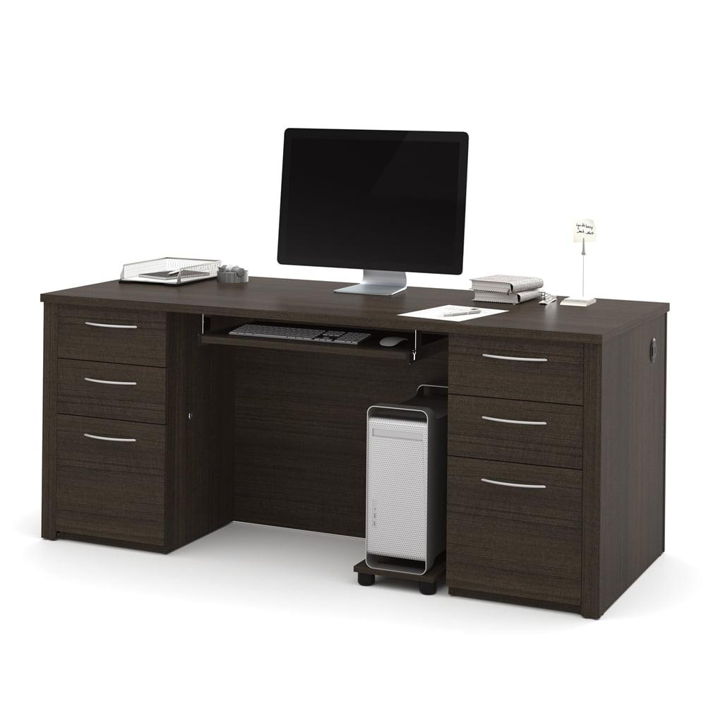Bestar Embassy 71" Executive Desk in Dark Chocolate