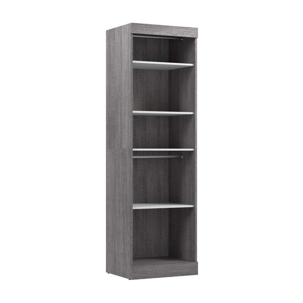 Bestar Nebula 25W Contemporary Engineered Wood Closet Organizer in Gray/White