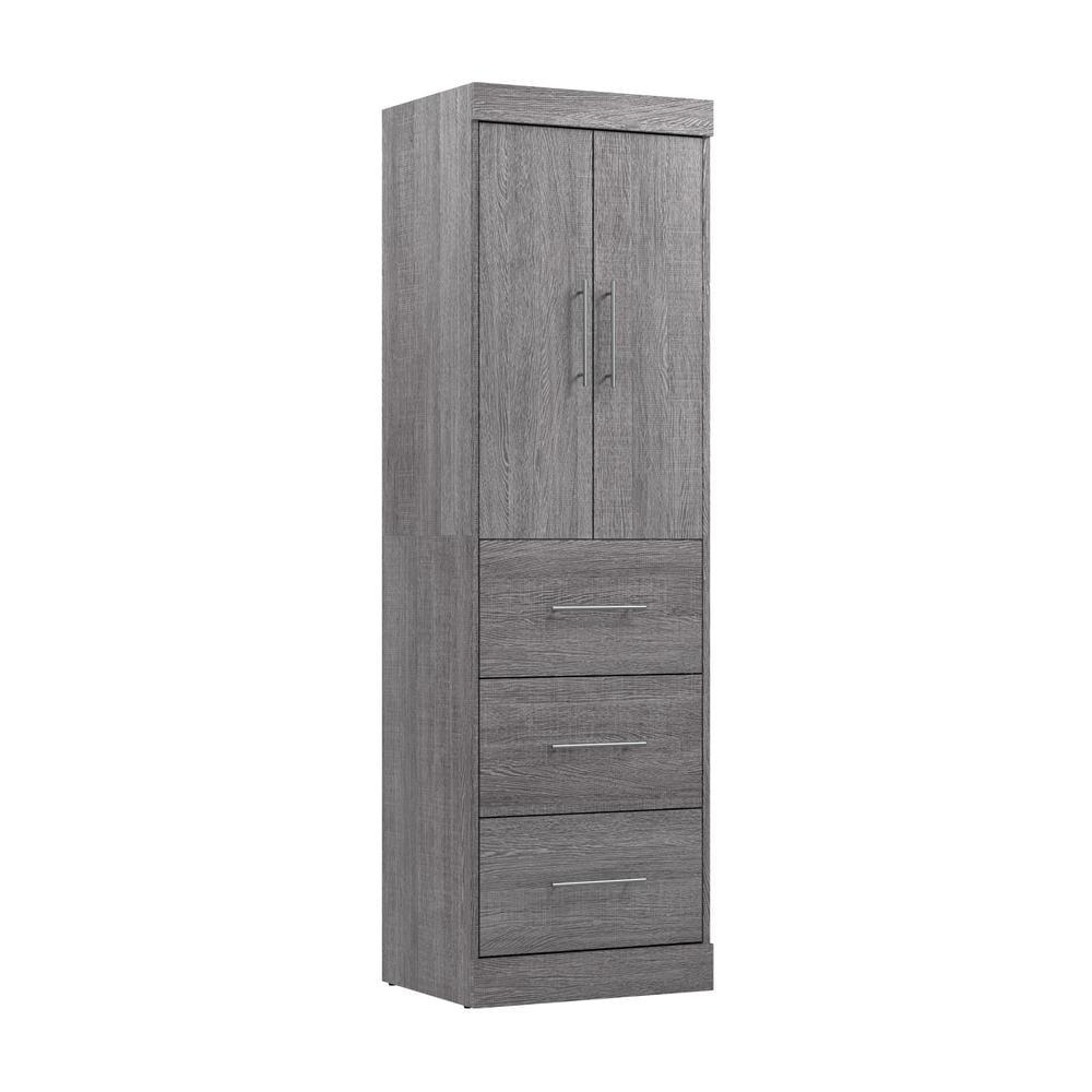 Bestar Nebula 25W Engineered Wood Storage Unit with 3 Drawer in Bark Gray