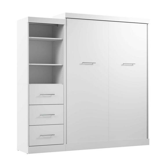 Bestar Nebula Engineered Wood Queen Murphy Bed and Organizer w/ Drawers in White