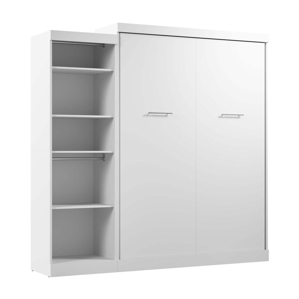 Bestar Nebula Engineered Wood Queen Murphy Bed with Closet Organizer in White