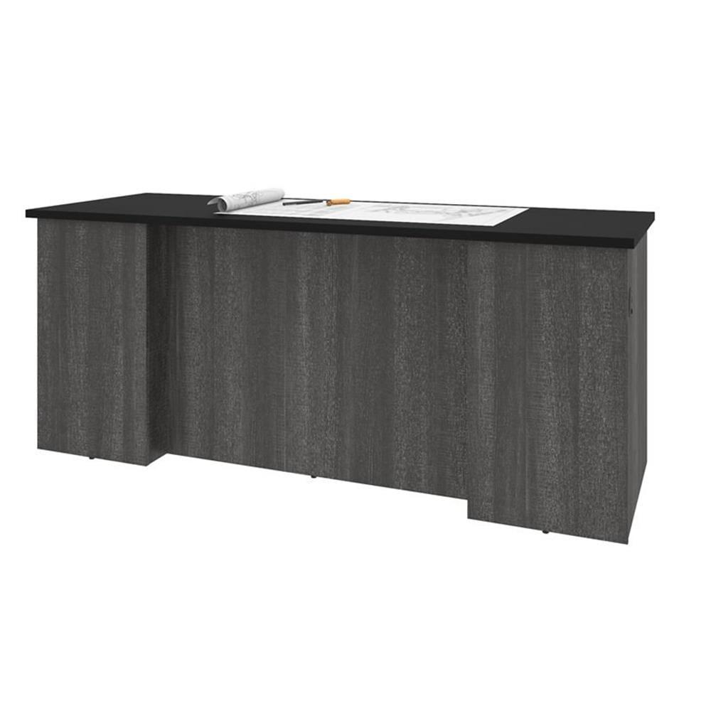 Bestar Norma 71" Desk Shell in Black and Bark Gray