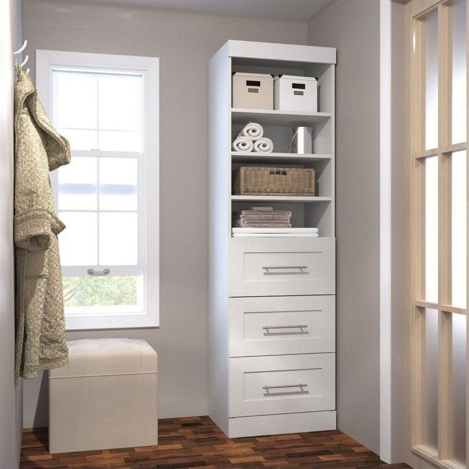 Contemporary White 25" Closet Organizer with 3 Drawers