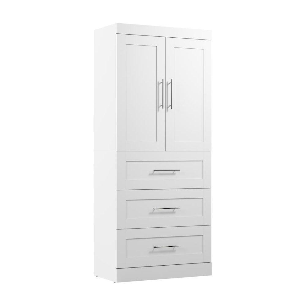 White 36" Wardrobe with Drawers and Doors