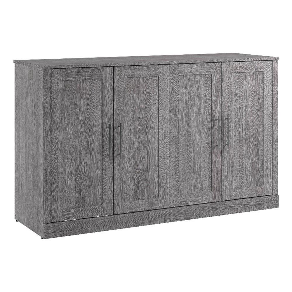 Bestar Pur 75" Modern Engineered Wood Queen Cabinet Bed w/ Mattress in Bark Gray