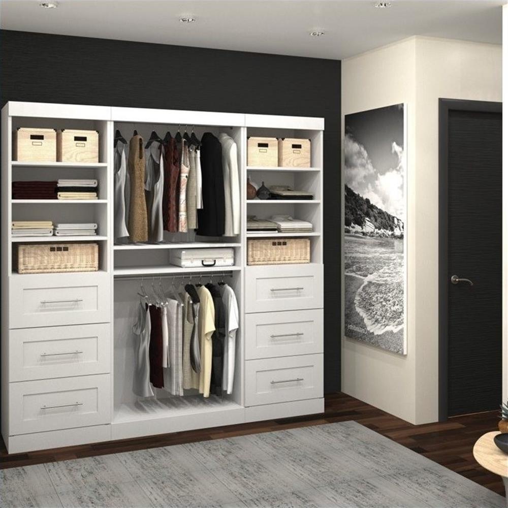 Bestar Pur 86W Closet Organizer with Drawers in White - Engineered Wood