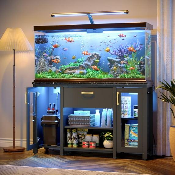 Tucker Murphy Pet™ Fish Tank Stand - 55-75 Gallon Wooden Aquarium Stand With Storage Cabinet For Fish Tank Accessories - 770 LBS Capacity, 51"X19.6"X35"H